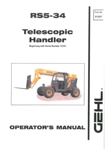 Gehl Telescopic Handler RS5-34 Operators Manual RS 5-34