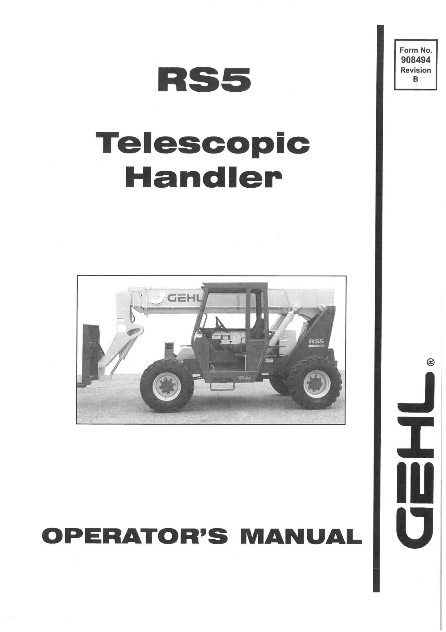 Gehl Telescopic Handler RS5 Operators Manual RS 5