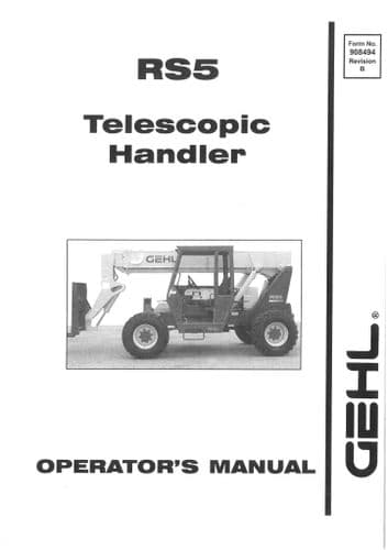 Gehl Telescopic Handler RS5 Operators Manual RS 5