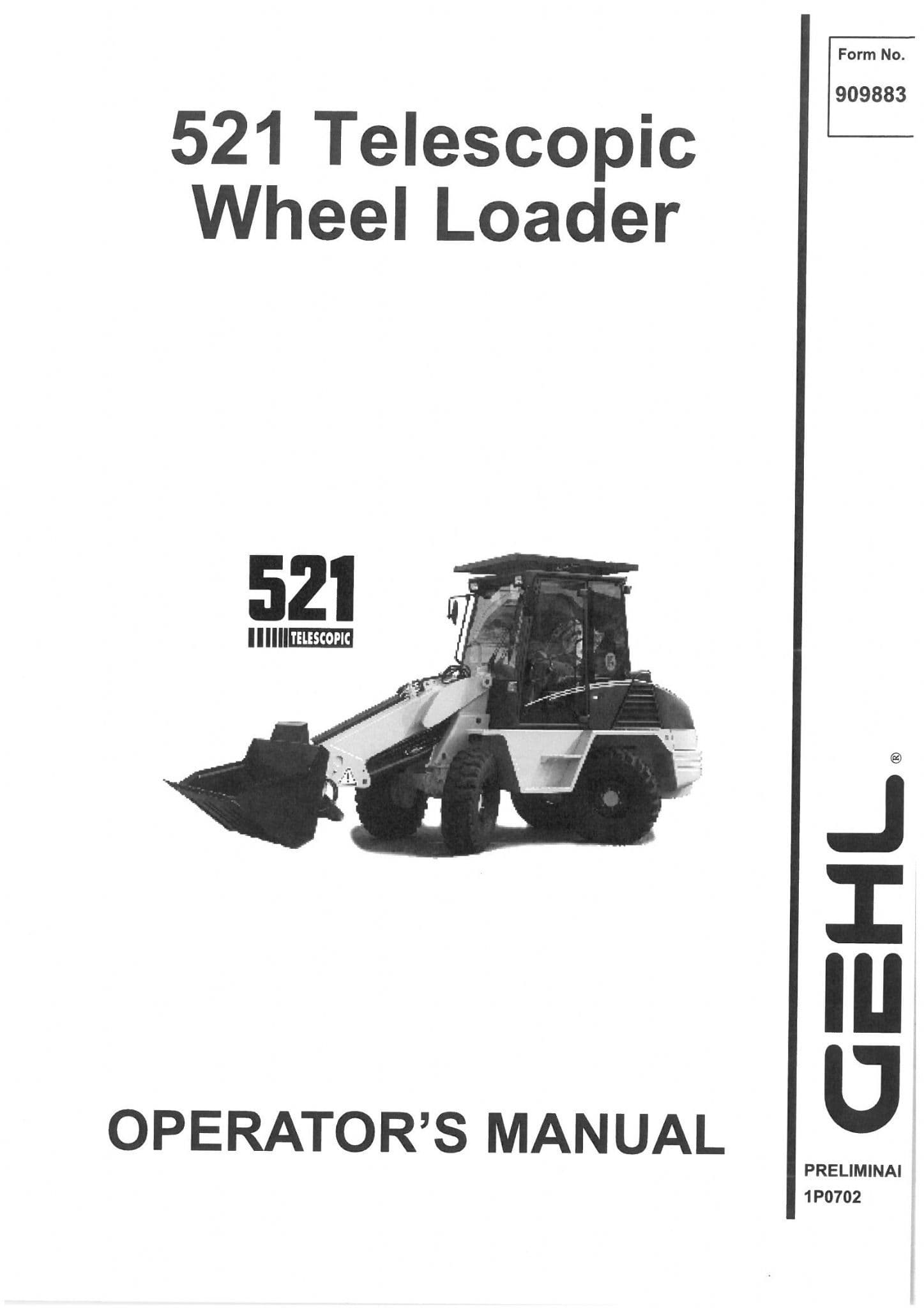 Gehl Telescopic Wheel Loader 521 Operators Manual