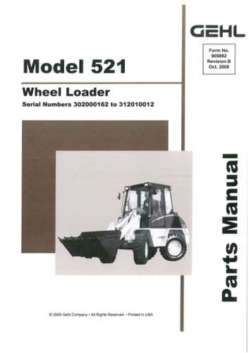 Gehl Wheel Loader Model 521 Parts Manual