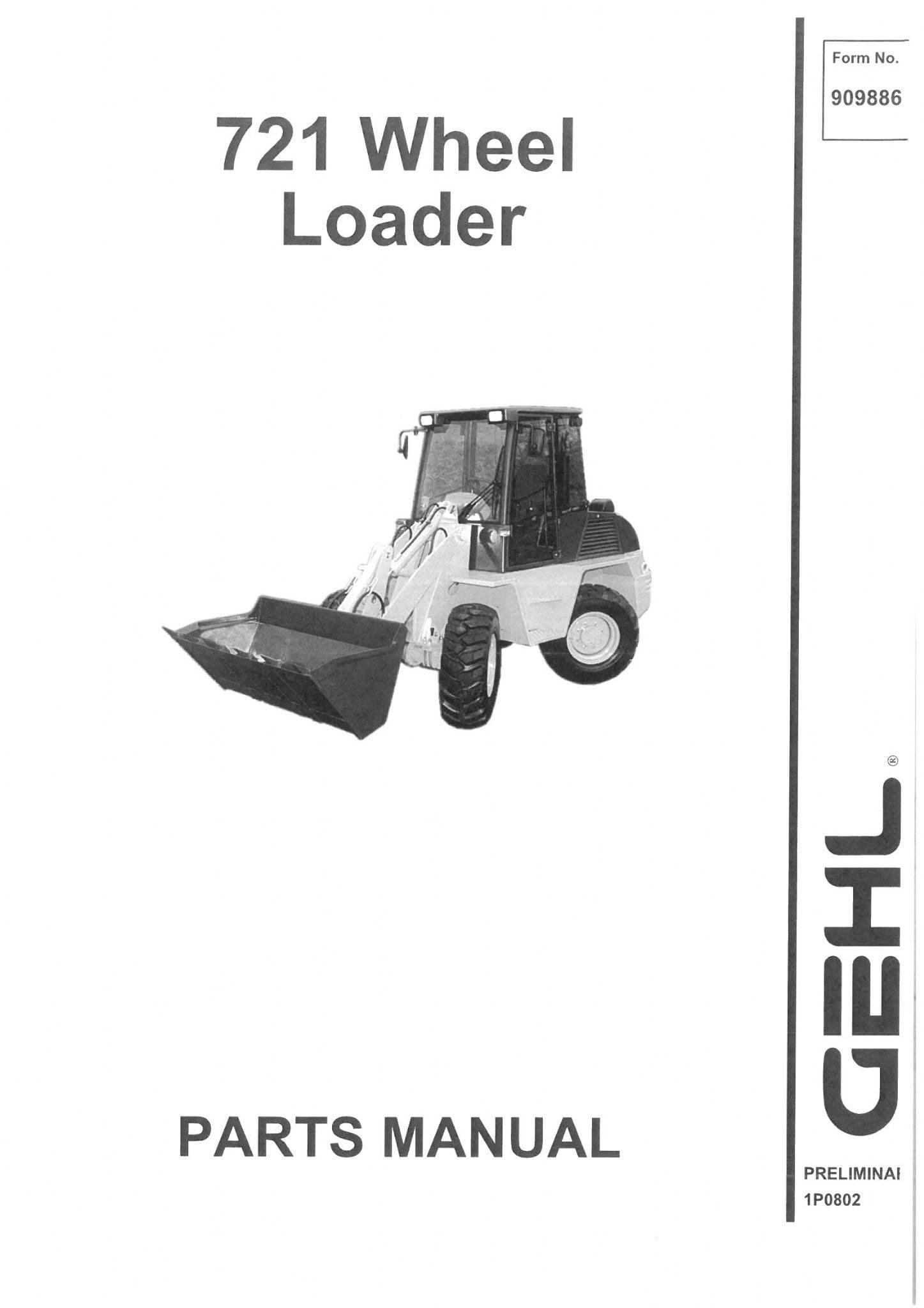 Gehl Wheel Loader Model 721 Parts Manual