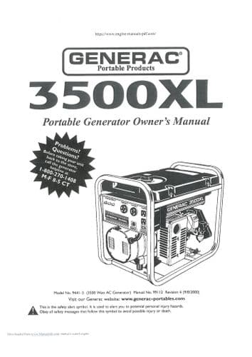 Generac Portable Generator 3500XL Operators Manual