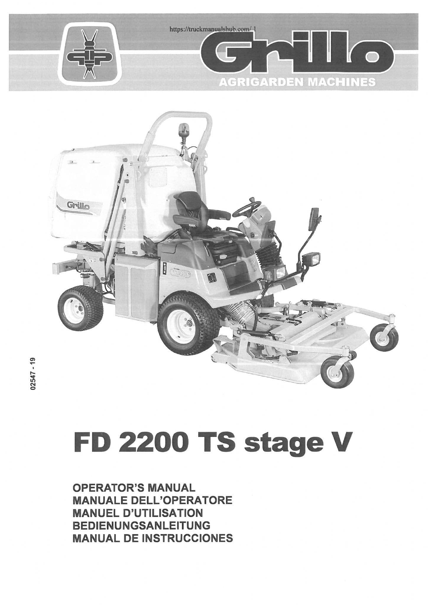 Grillo Commercial Mower FD2200TS Stage V Operators Manual