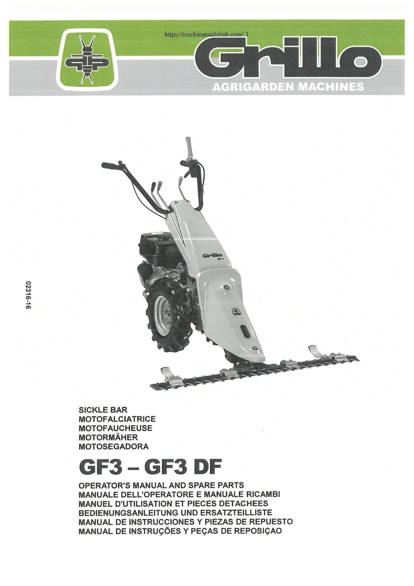 Grillo Compact Sickle Bar GF3 GF3DF Operators Manual