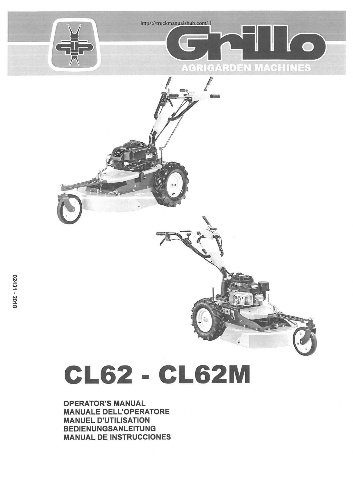 Grillo Hydrostatic Walk Behind Brush Cutter CL62 CL62M Operators Manual