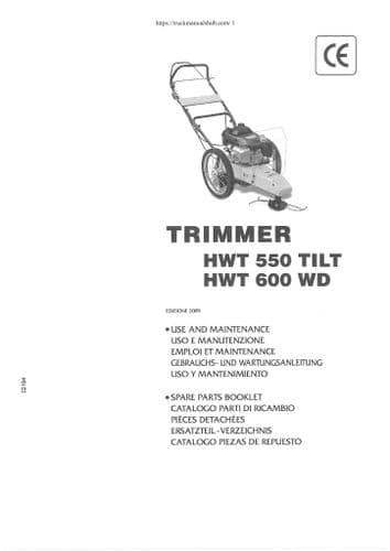 Grillo Walk Beghnd Strimmer HWT550 Tilt HWT600WD Operators Manual and Parts List
