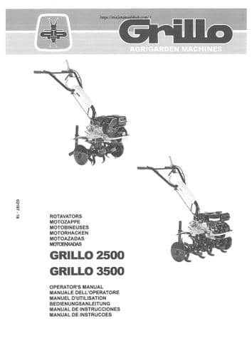Grillo Walk Behind Cultivator 2500 3500 Operators Manual
