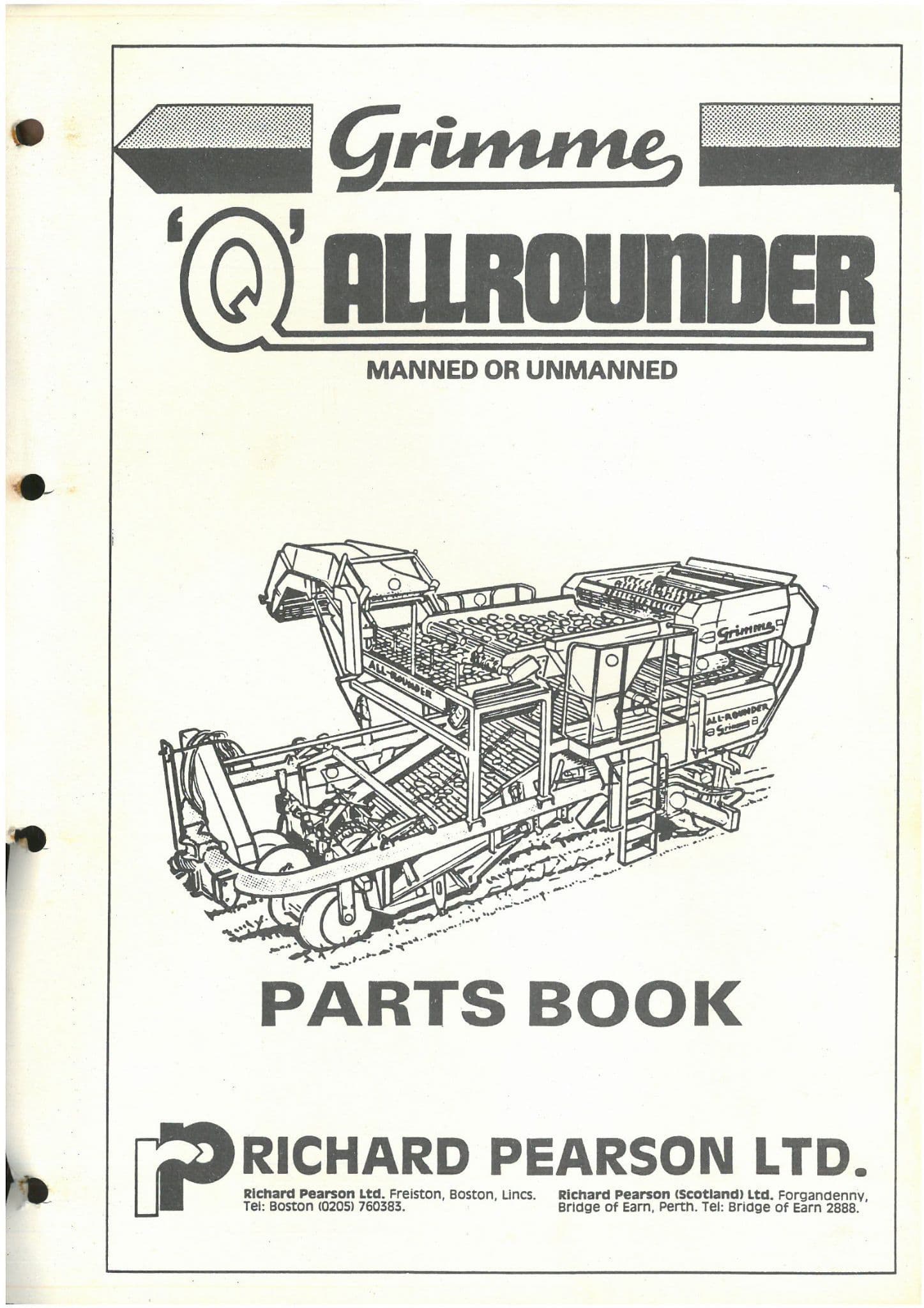 Grimme Potato Harvester Q Allrounder Parts Manual