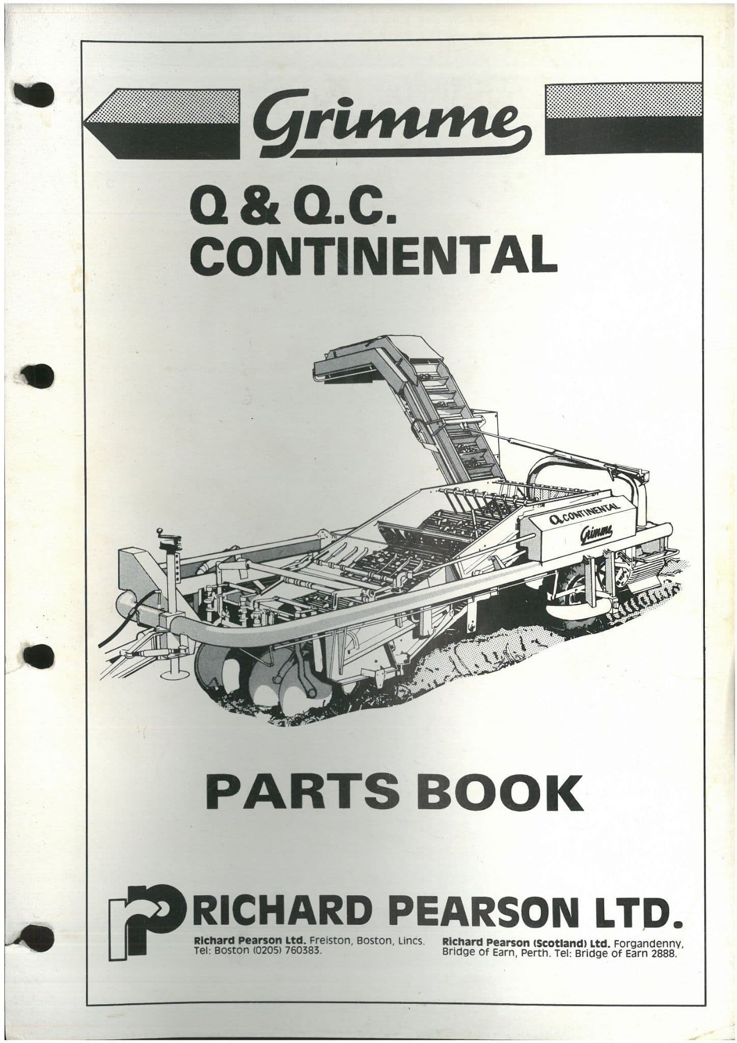 Grimme Potato Harvester Q & QC Continental Parts Manual