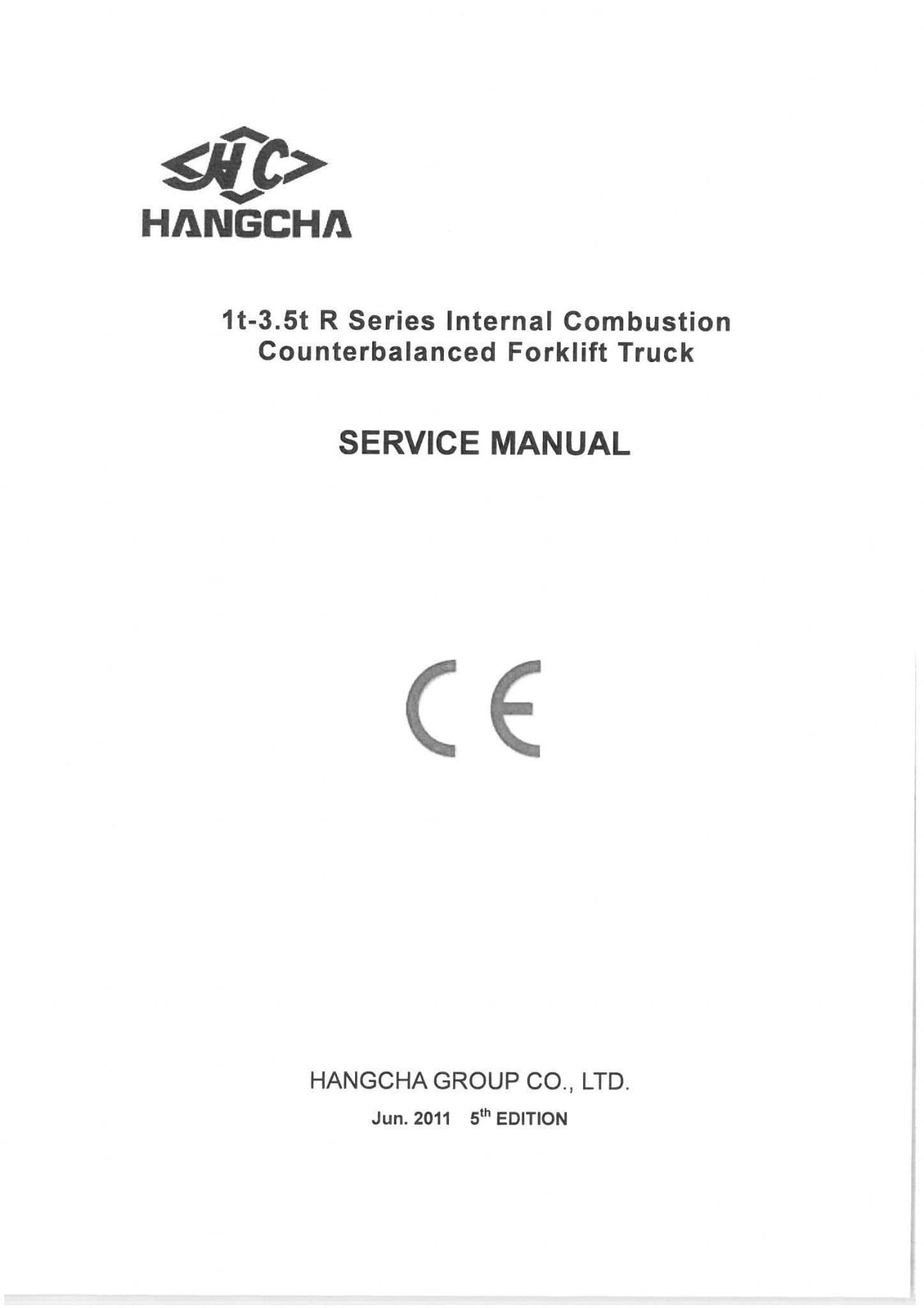 Hangcha Forklift Truck 1T - 3.5T  Workshop Service Manual
