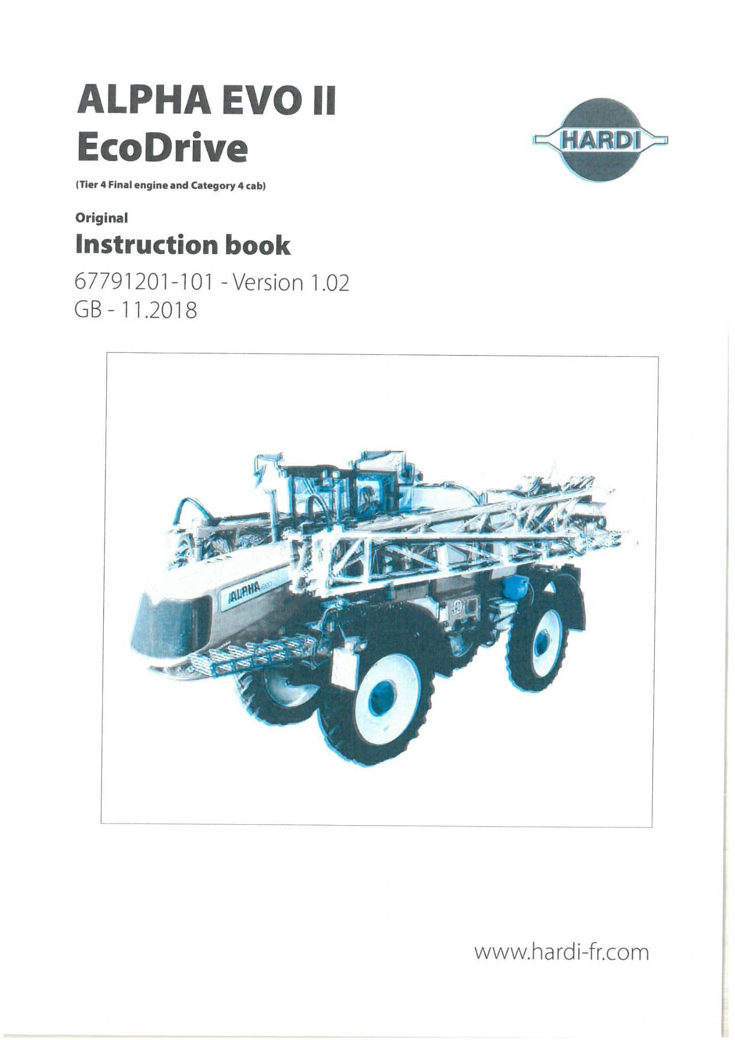 Hardi Sprayer Alpha EVO II Eco Drive Operators Manual