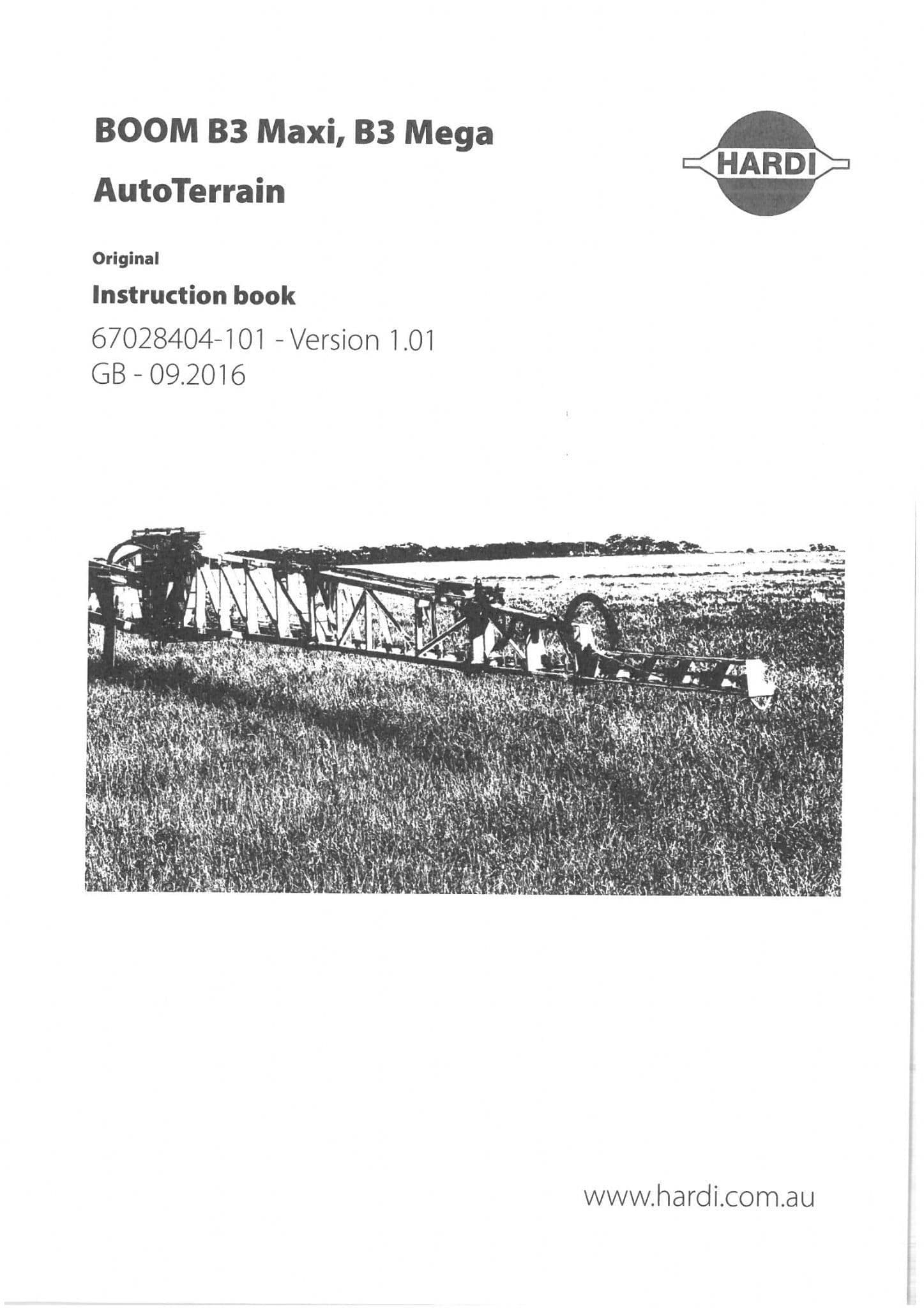 Hardi Sprayer Boom B3 Maxi, B3 Mega AutoTerrain Operators Manual