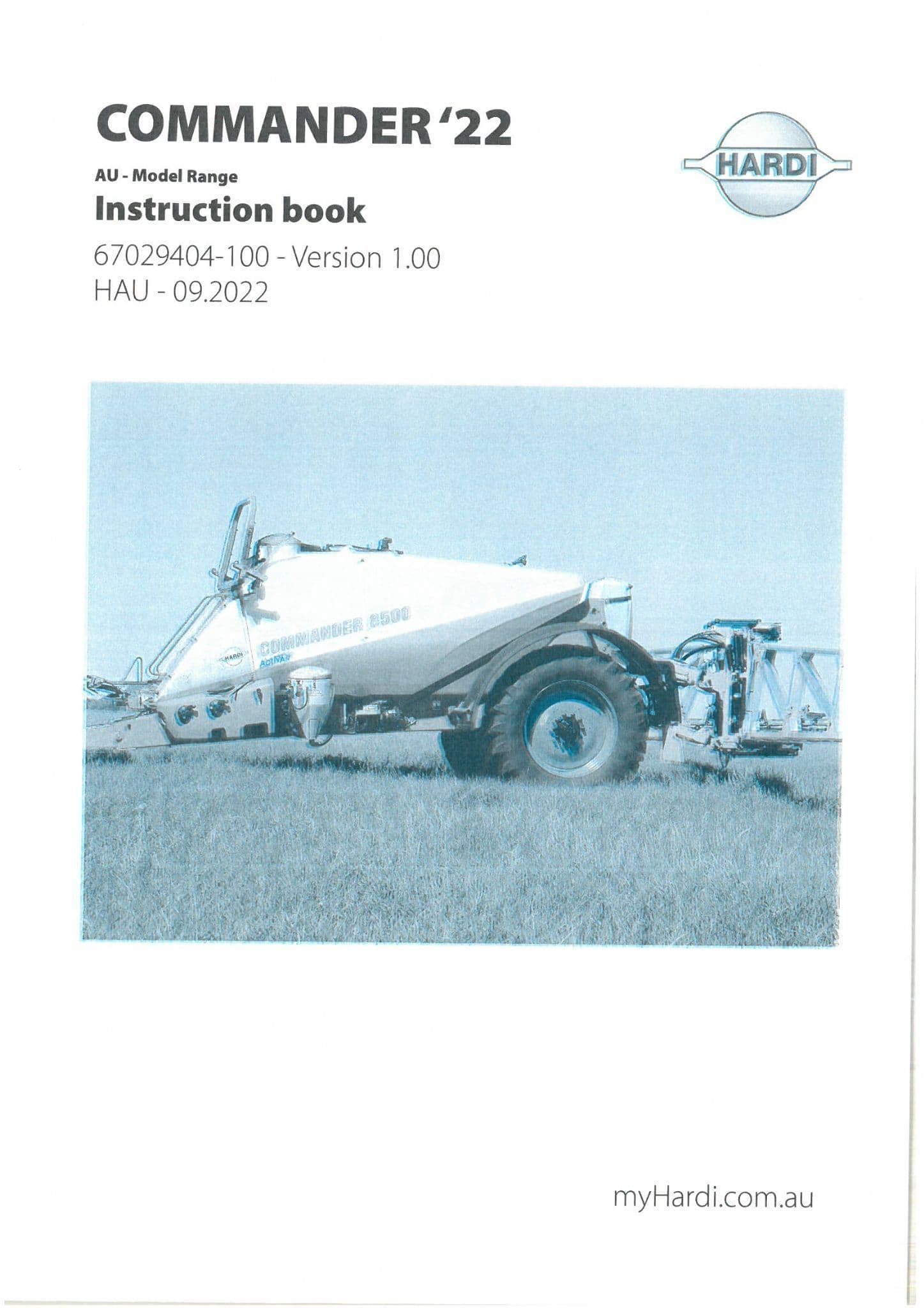 Hardi Sprayer Commander '22 Operators Manual