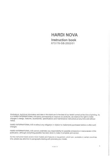 Hardi Sprayer Nova  Operators Manual