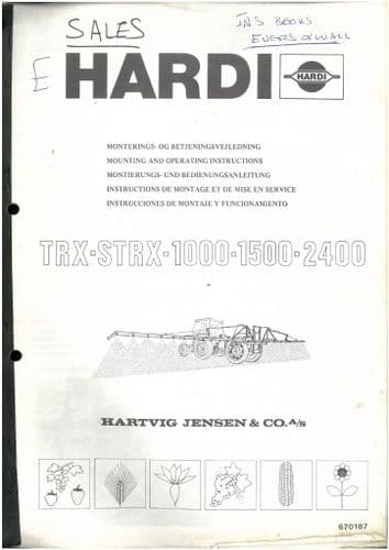Hardi  Sprayer TRX STRX 1000 1500 2400 Operators Manual