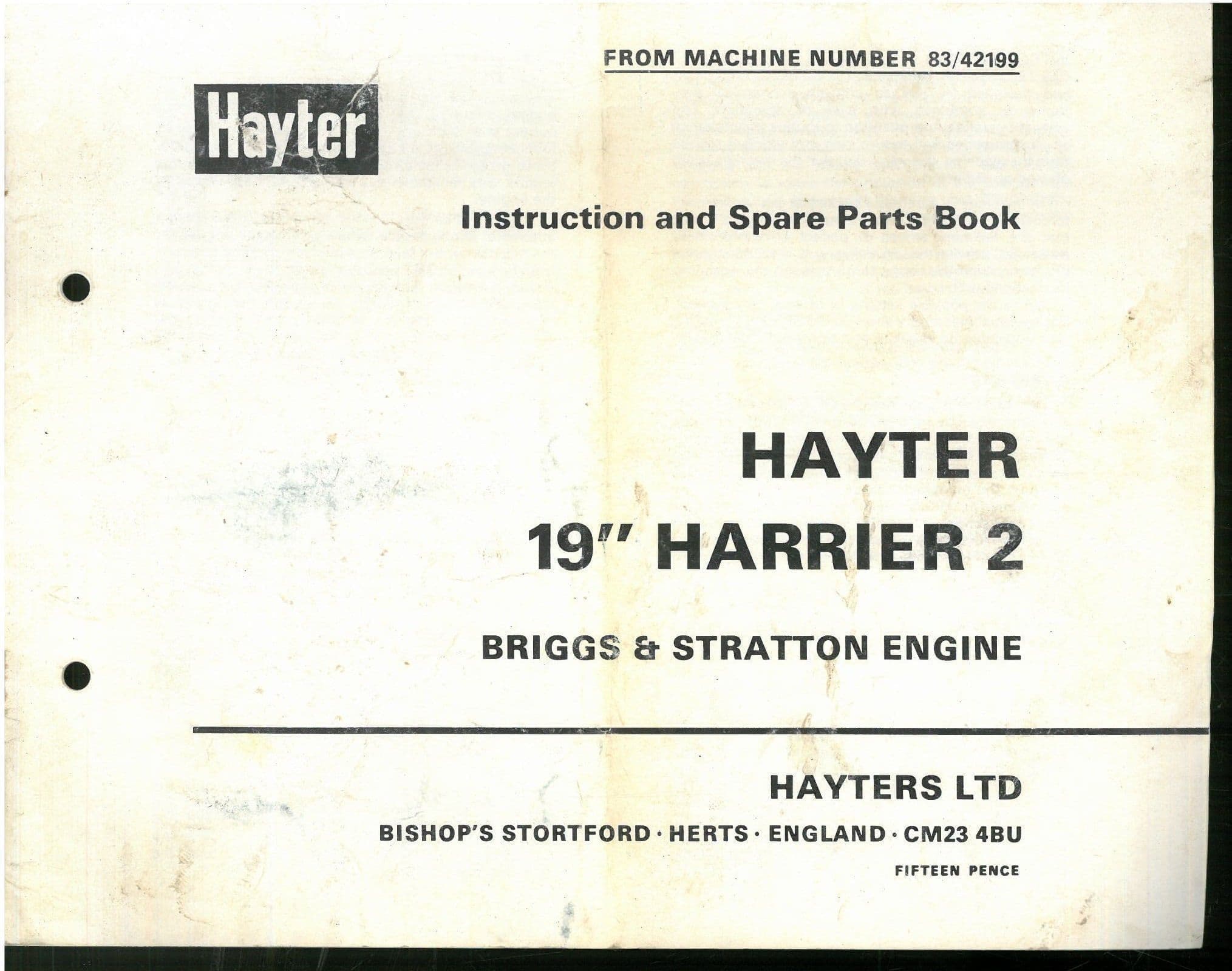Hayter 19" Harrier 2  Operators Manual & Parts List