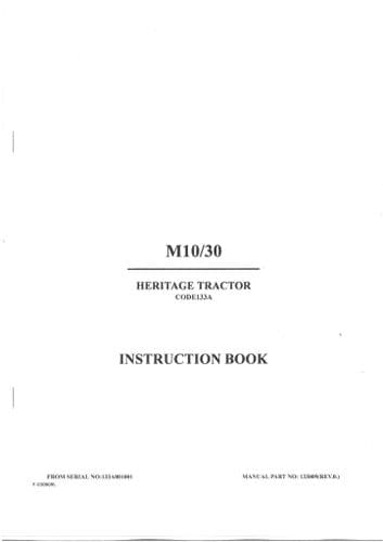 Hayter Hertitage Tractor M10/30 Operators Manual and Parts List
