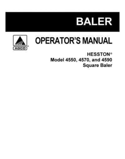 Hesston Baler 4570 Operators Manual Same As New Idea 7210, MF1837, MF1838, Agco 7110, Case IH 8530