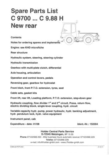 Holder Articulated Truck C9700 C9.88H Parts Manual