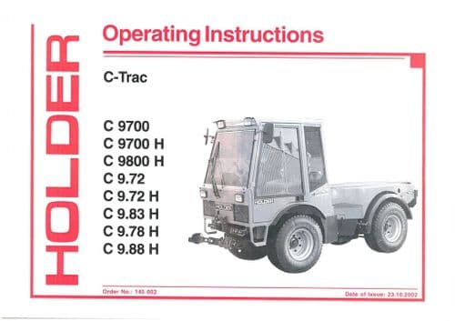 Holder C-Trac C9700 C9700H C9800H C9.72 C9.72H C9.83H C9.78 H C9.88H Operators Manual