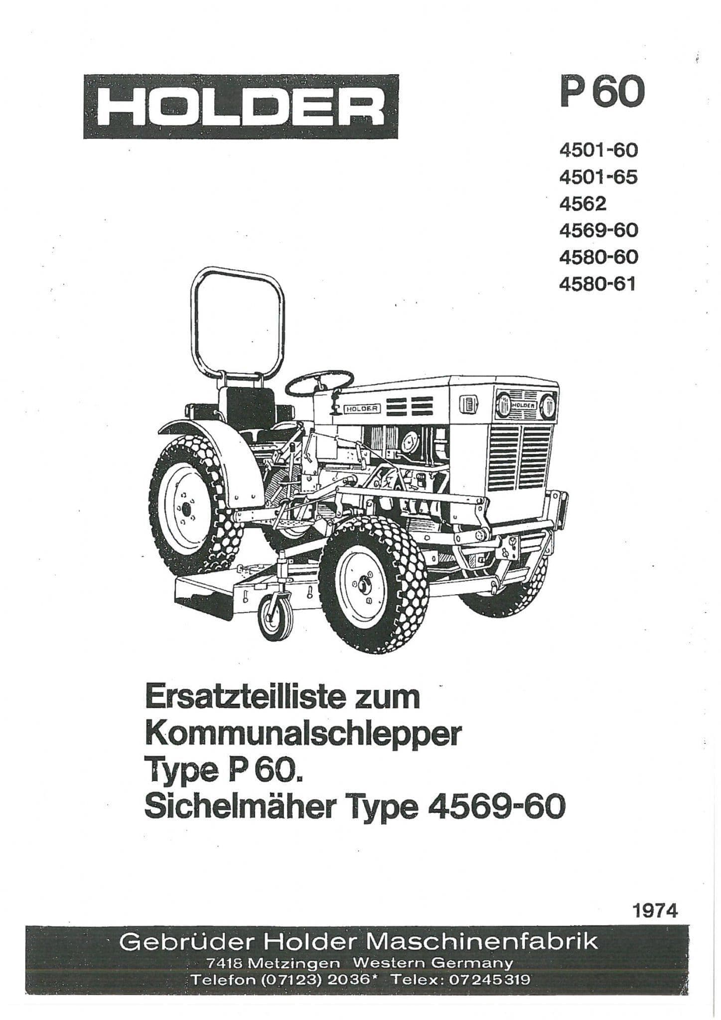 Holder Compact Tractor P60 Parts Manual