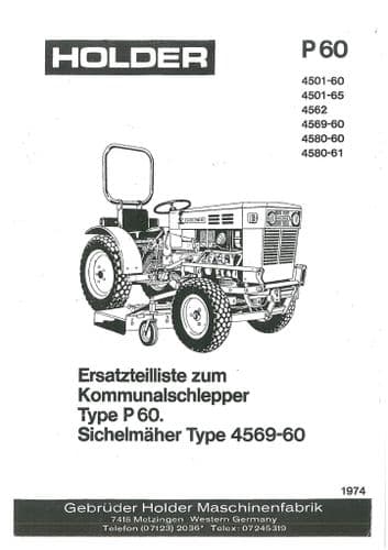 Holder Compact Tractor P60 Parts Manual