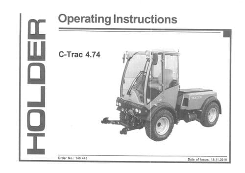 Holder Sidewalk Tractor C-Trac 4.74 Operators Manual