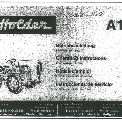 Holder Tractor A12 Operators Manual