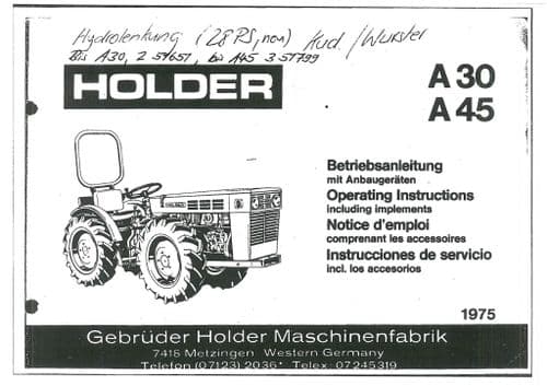 Holder Tractor A30 & A45 Operators Manual