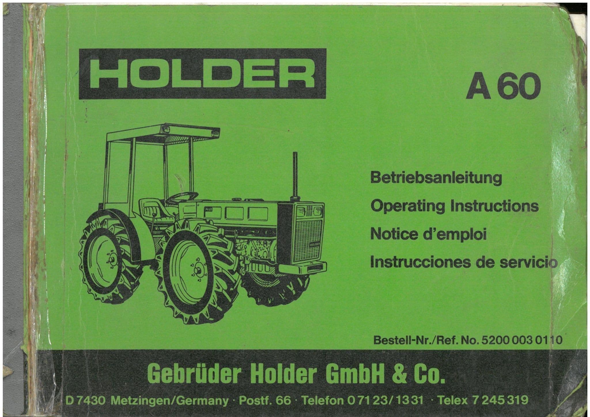 Holder Tractor A60 Operators Manual