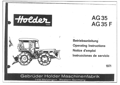 Holder Tractor AG35 & AG35F Operators Manual