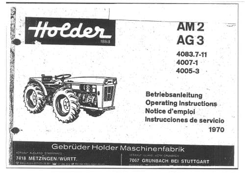 Holder Tractor AM2 AG3 Operators Manual