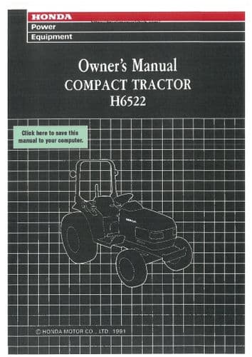 Honda Compact Tractor H6522 Operators Manual