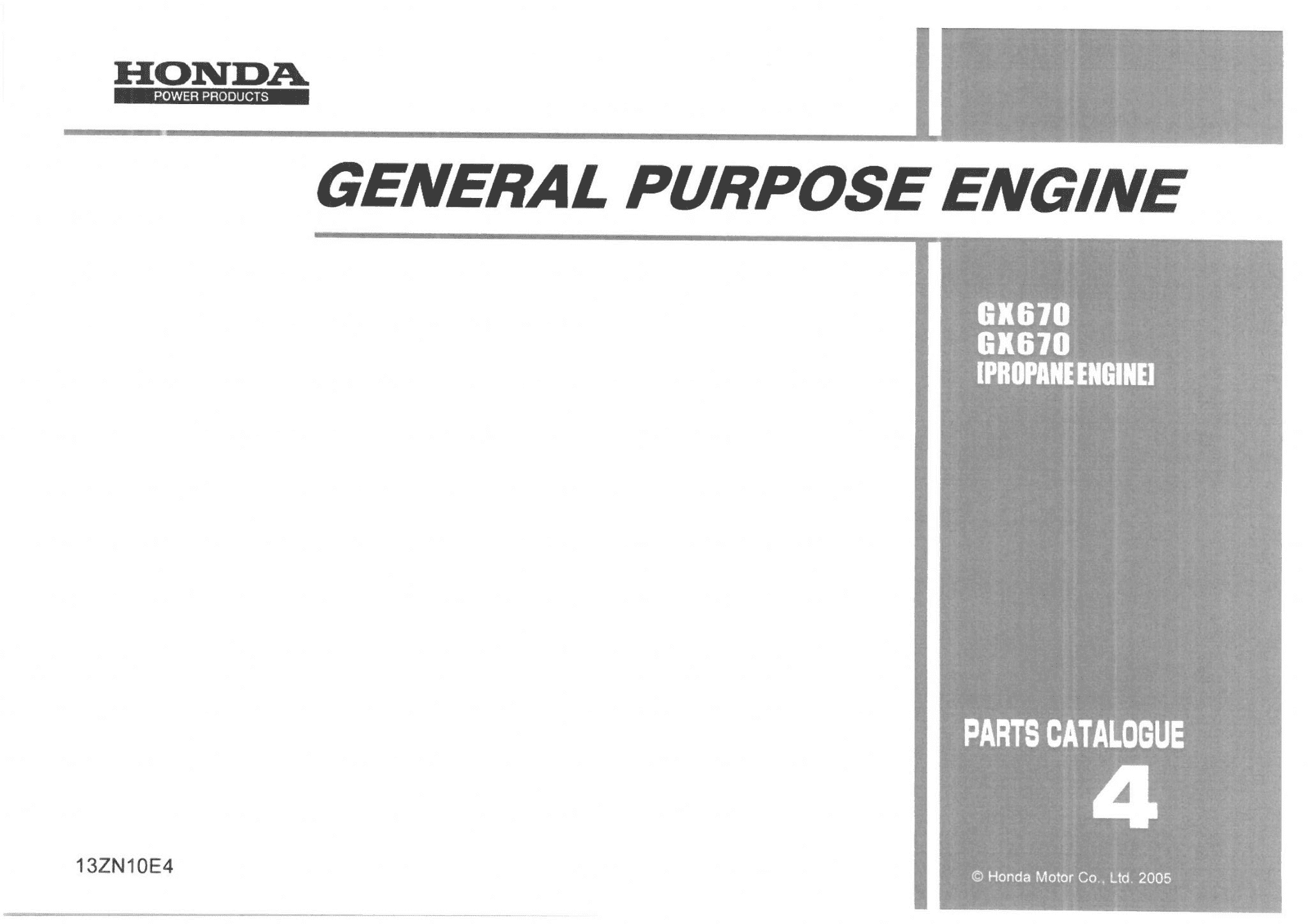 Honda General Purpose Engine GX670 Parts Manual