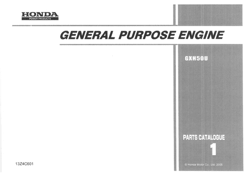 Honda General Purpose Engine GXH50U Parts Manual