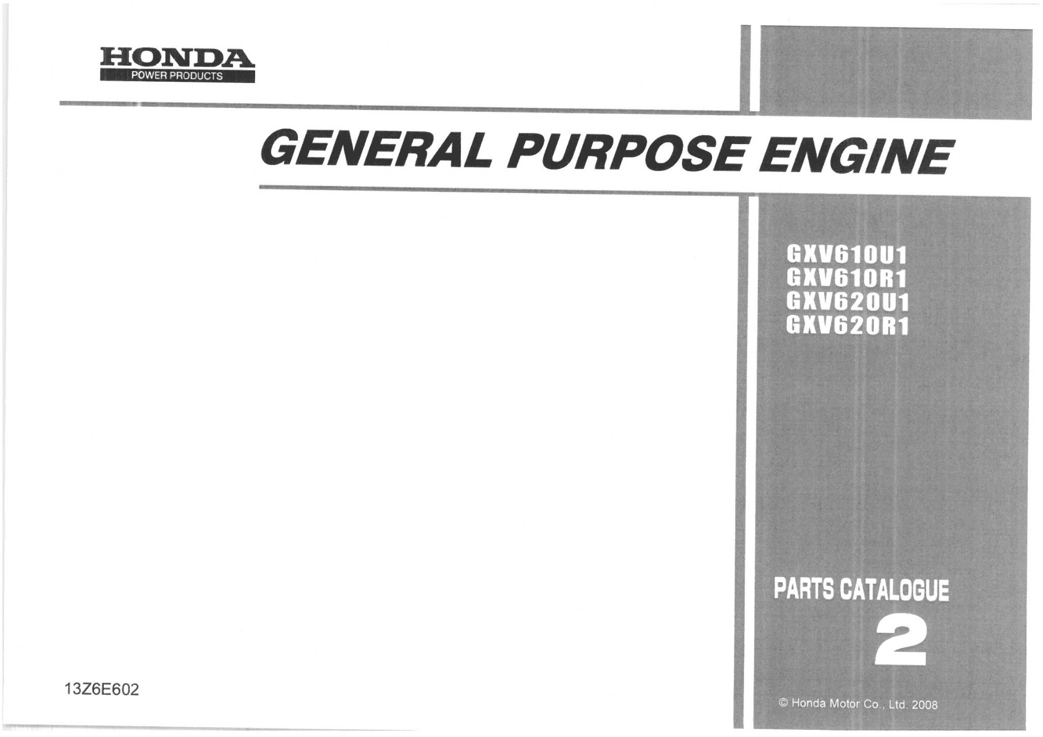 Honda General Purpose Engine GXV610U1 GXV610R1 GXV620U1 GXV620R1 Parts ...