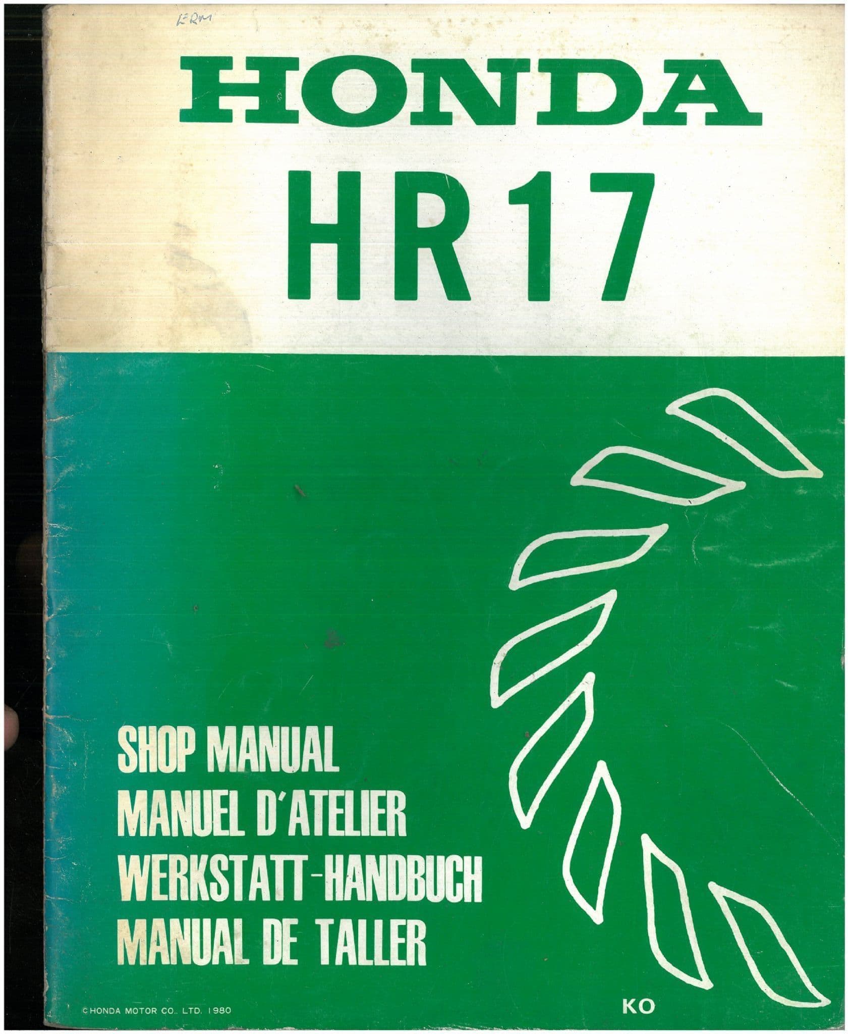 Honda Lawn Mower HR17 Workshop Service Repair Manual