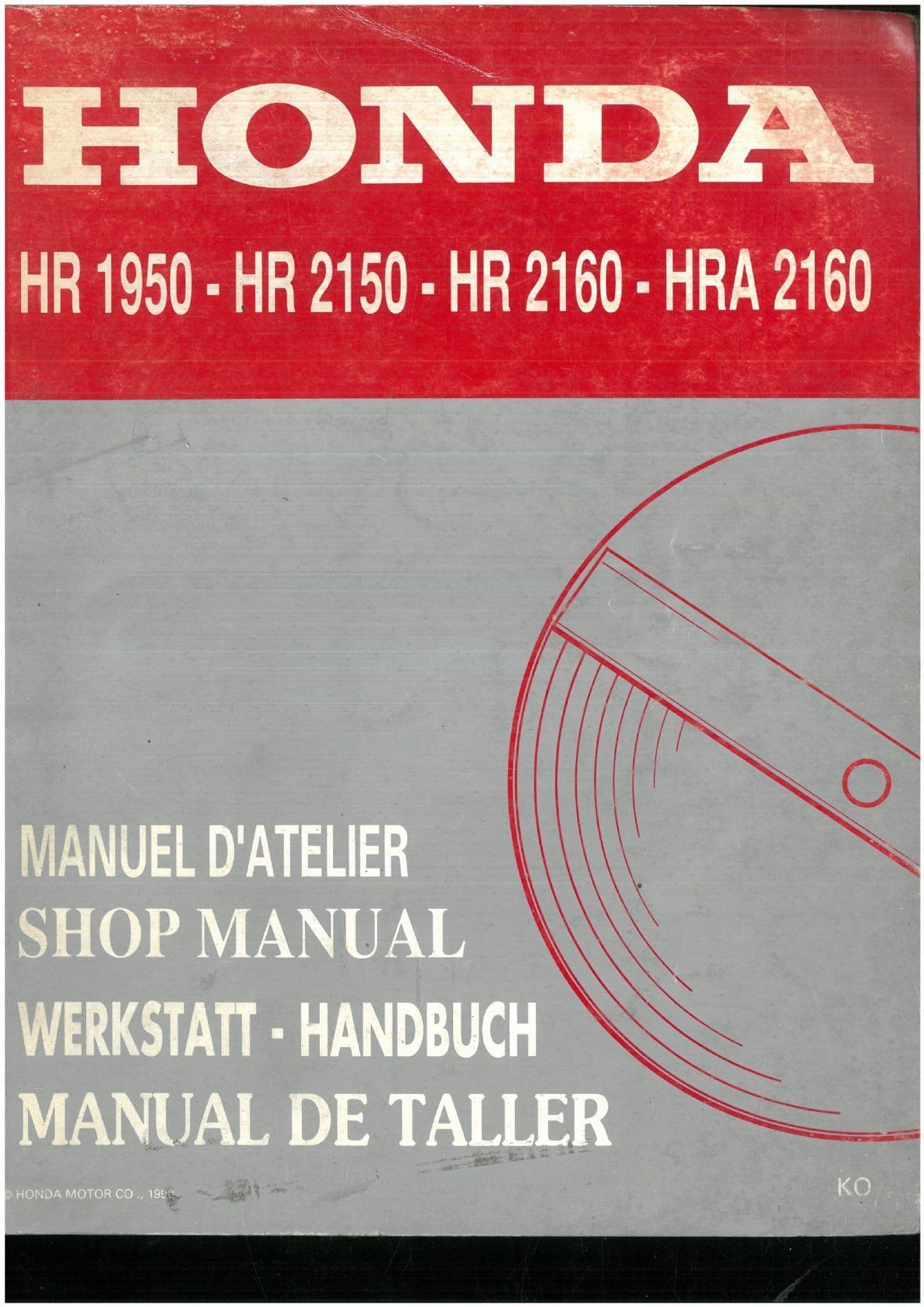 Honda Rotary Lawn Mower HR1950 HR2150 HR2160 HRA2160 Workshop Service Repair Manual