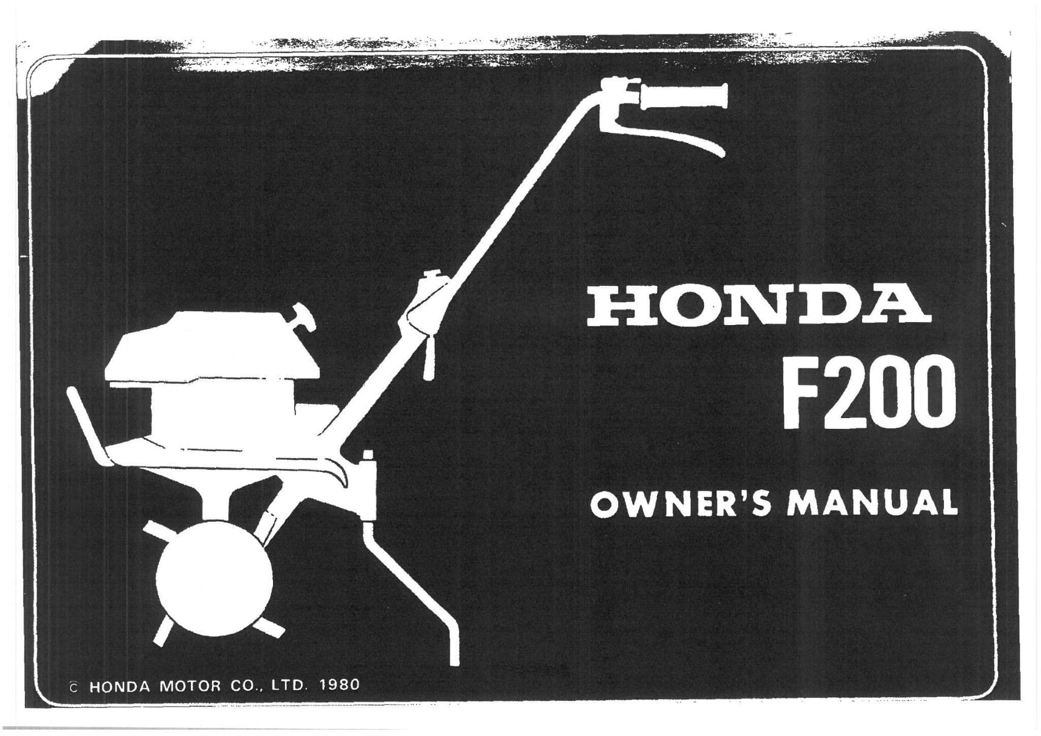 Honda Tiller F200 Operators Manual F 200