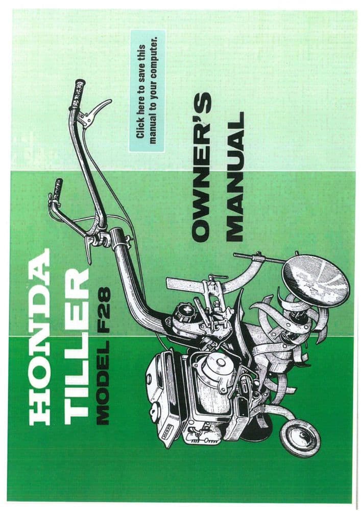 Honda Tiller F28 Operators Manual F 28