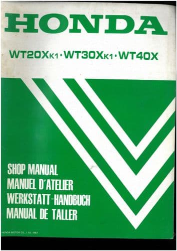 Honda Water Pump WT20XK1 WT30XK1 WT40X Workshop Service Repair Manual