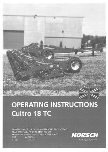Horsch Cultivator Cultro Knife Roller 18TC Operators Manual