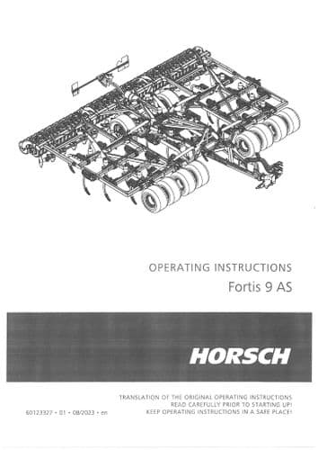 Horsch Cultivator Fortis 9AS Operators Manual