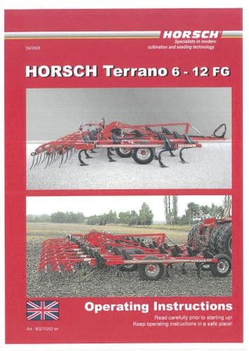 Horsch Cultivator Terrano 6FG 8FG 10FG 12FG  Operators Manual