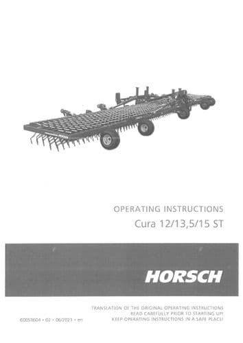 Horsch Harrow Cura 12ST 13,5ST 15T Operators Manual