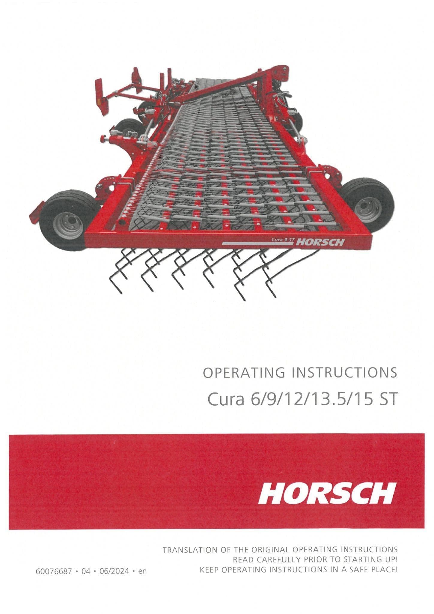 Horsch Harrows Cura 6ST 9ST 12ST 13.5ST 15ST Operators Manual