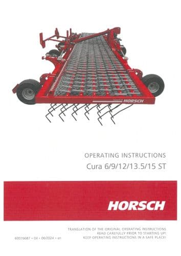 Horsch Harrows Cura 6ST 9ST 12ST 13.5ST 15ST Operators Manual