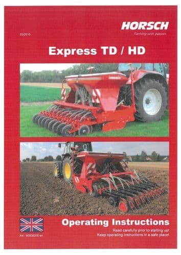 Horsch Seed Drill Express TD HD Operators Manual