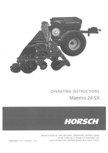 Horsch Seed Drill Maestro 24SX Operators Manual